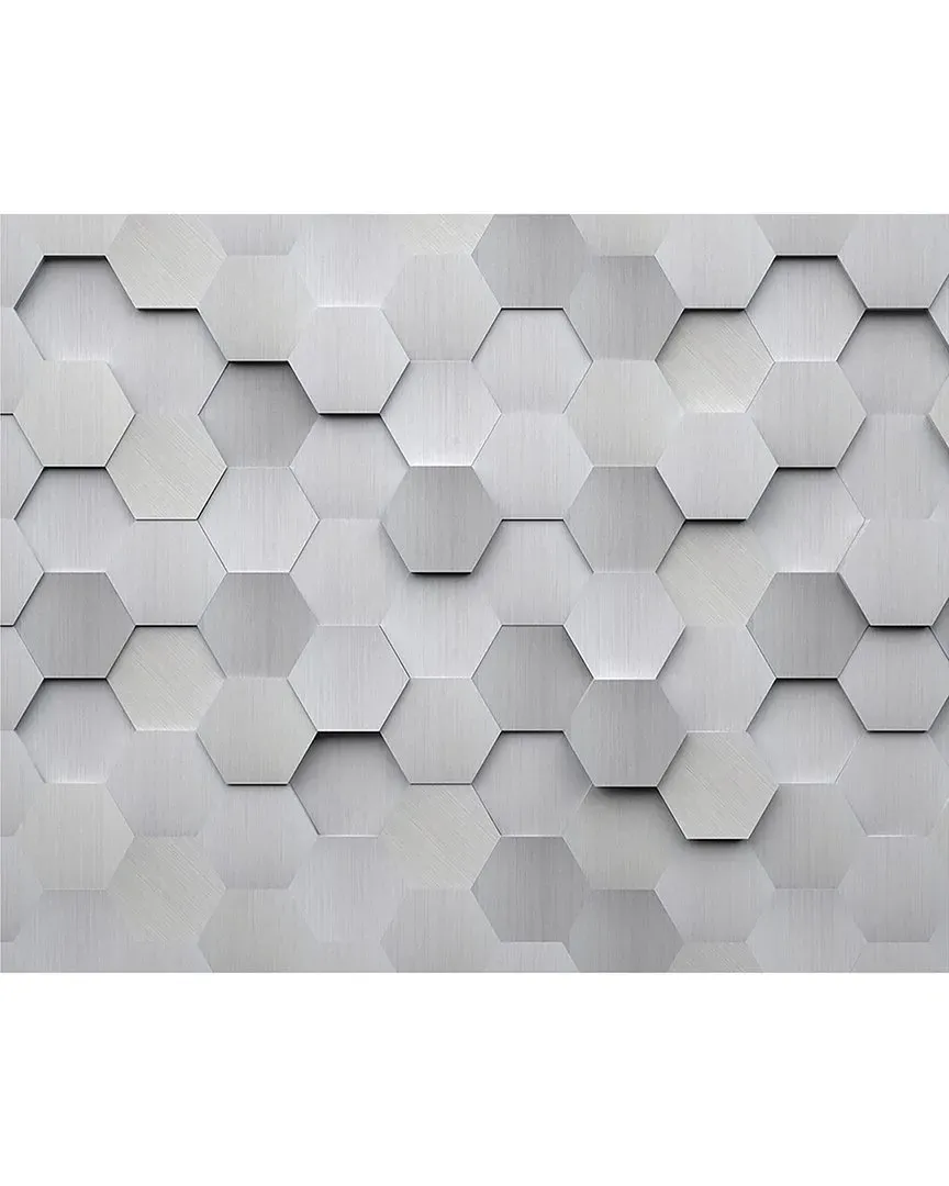 Metal Hexagons Wall Mural - Stainless Steel image