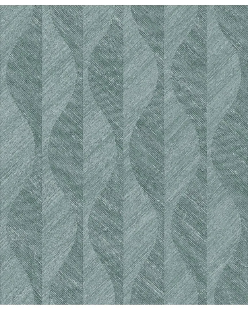 Oresome Teal Ogee Wallpaper - Multi, Vinyl image