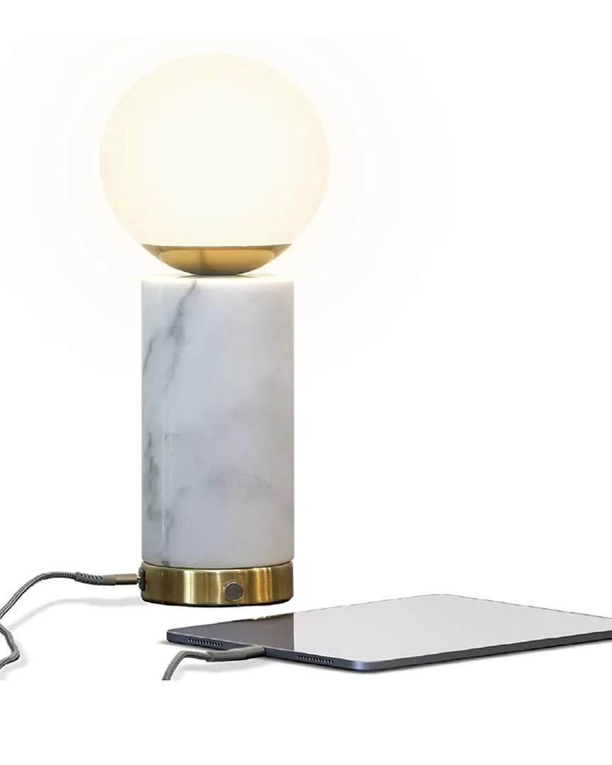 Aspen LED Table Lamp with USB Port - Brass
