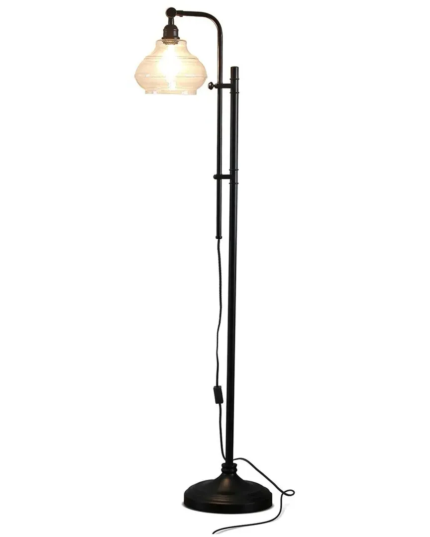 Austin LED Floor Lamp with Glass Shade - Black, Metal image