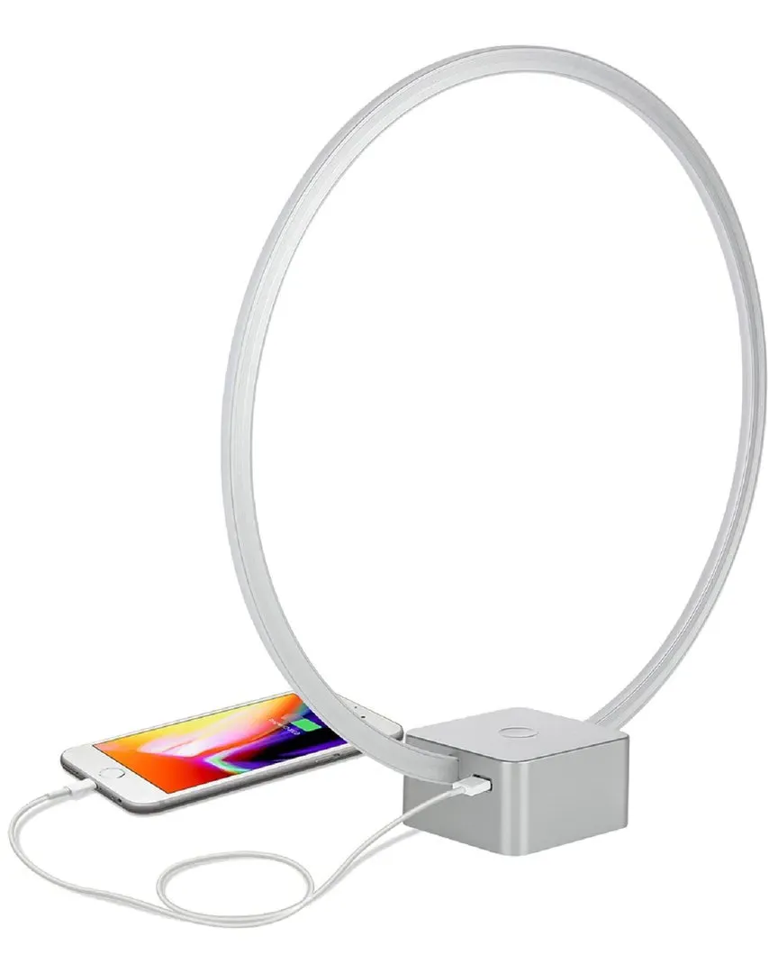 Circle LED Table Lamp with USB Port - Silver image