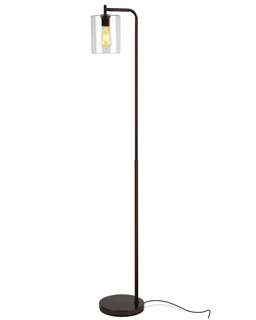 Elizabeth LED Floor Lamp with Glass Shade - Bronze, Metal