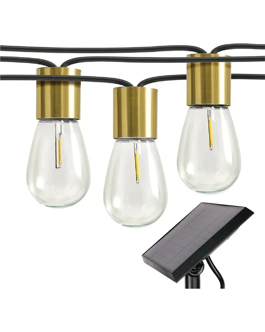 Glow 28' 12 Bulb LED Solar String Lights - Brass image