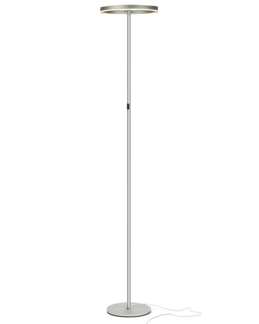 Halo LED Floor Lamp with Adjustable Rings - Silver