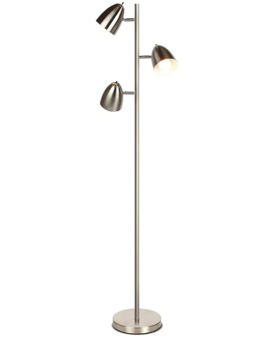 Jacob 3-Head LED Floor Lamp - Nickel, Metal