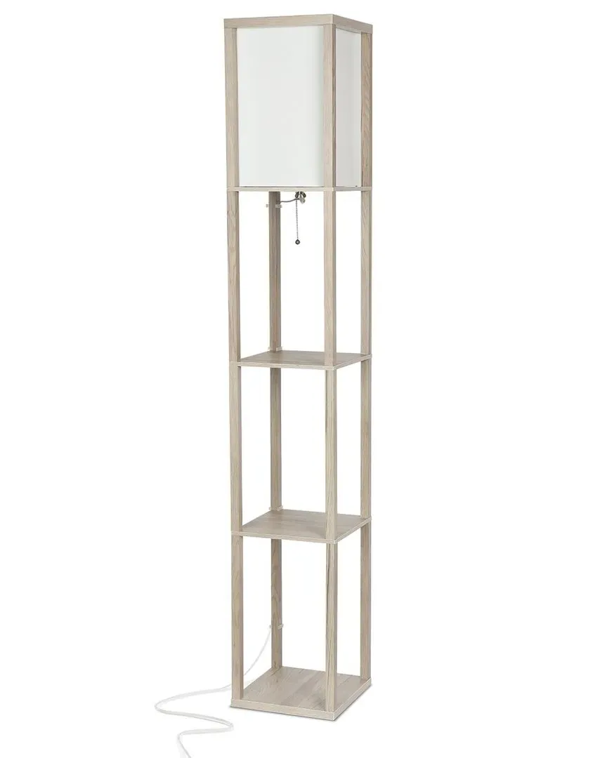 Maxwell LED Shelf Floor Lamp - Brown, Wood image