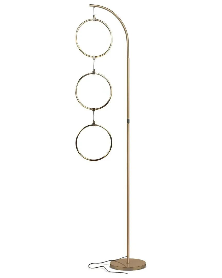 Nova Arc LED Floor Lamp with 3 Light Rings - Brass