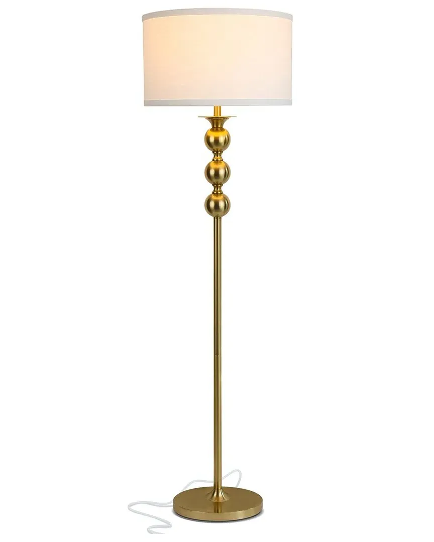 Riley 3-Knot LED Floor Lamp with Linen Shade - Brass