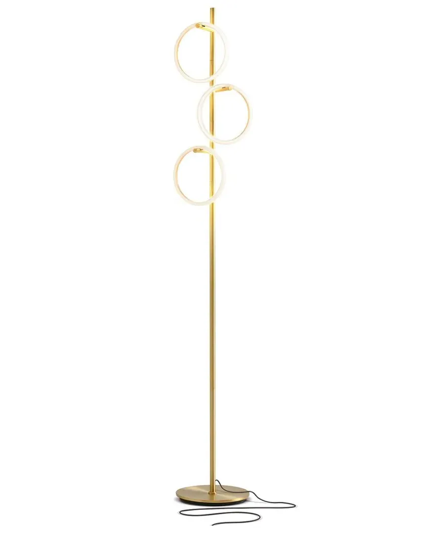 Saturn Tree Design LED Floor Lamp - Brass