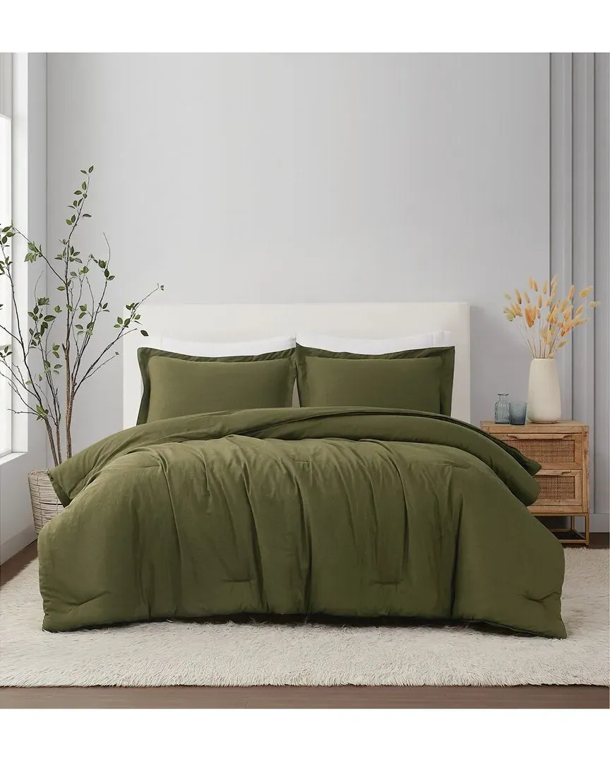 3-Piece Comforter Set - Moss Green, Linen
