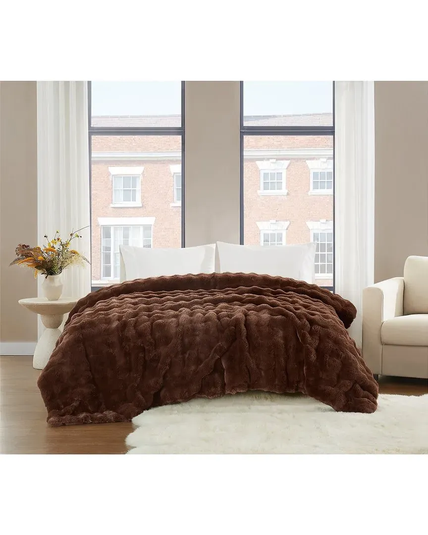 Bubble Faux Fur Blanket - Brown image