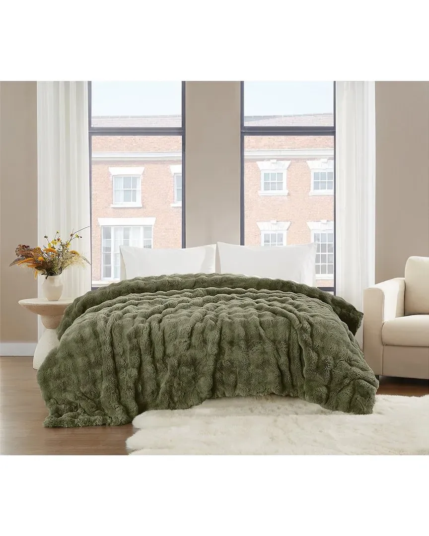 Bubble Faux Fur Blanket - Green image
