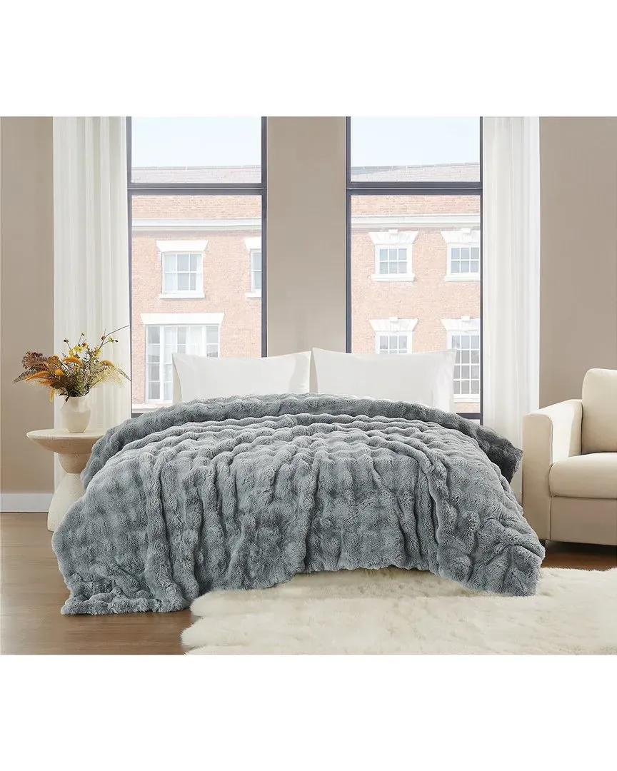 Bubble Faux Fur Blanket - Grey image