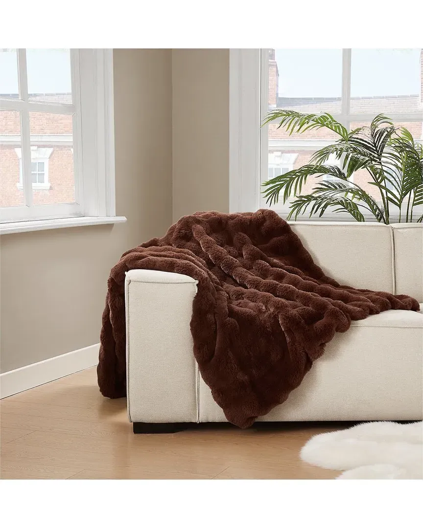 Bubble Throw Blanket - Brown, Faux Fur image