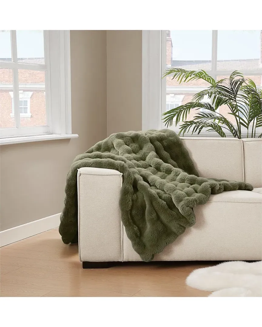 Bubble Throw Blanket - Green, Faux Fur