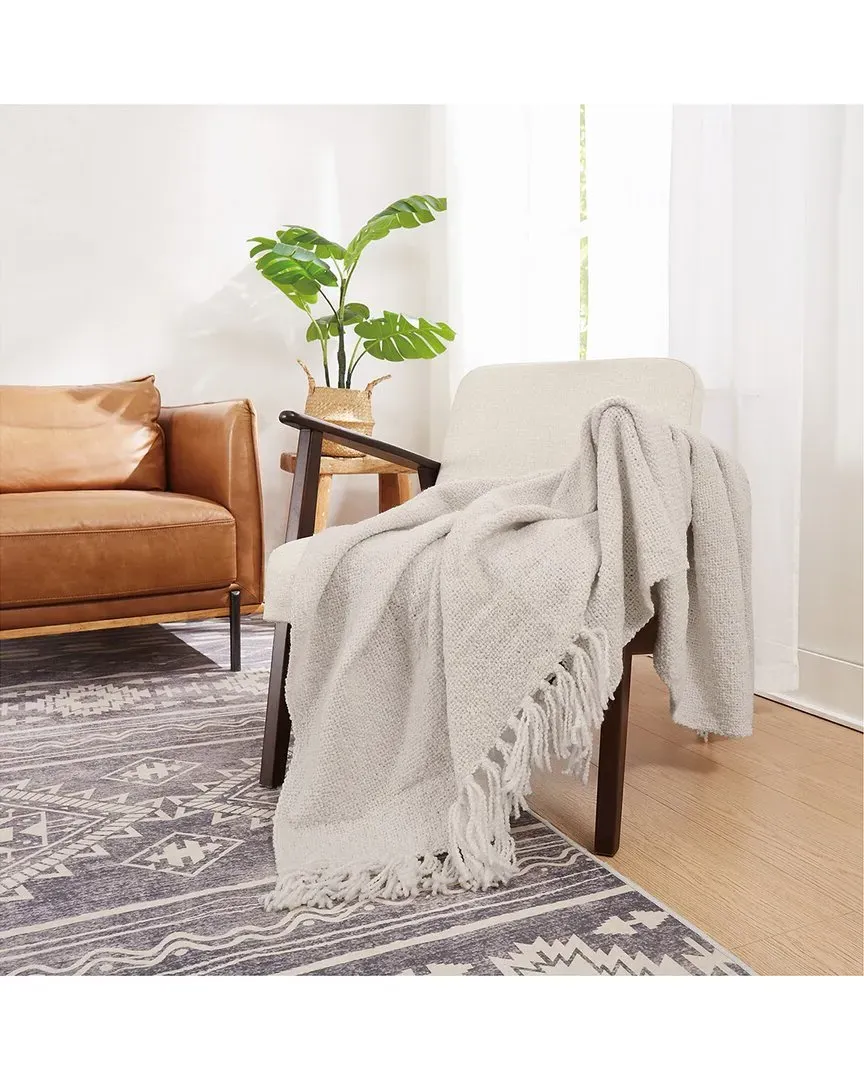 Chunky Boucle Textured Throw Blanket - Greige, Polyester image