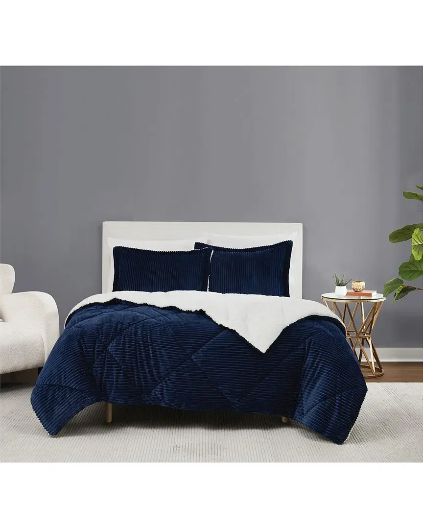 Corduroy Comforter Set - Blue, Polyester image