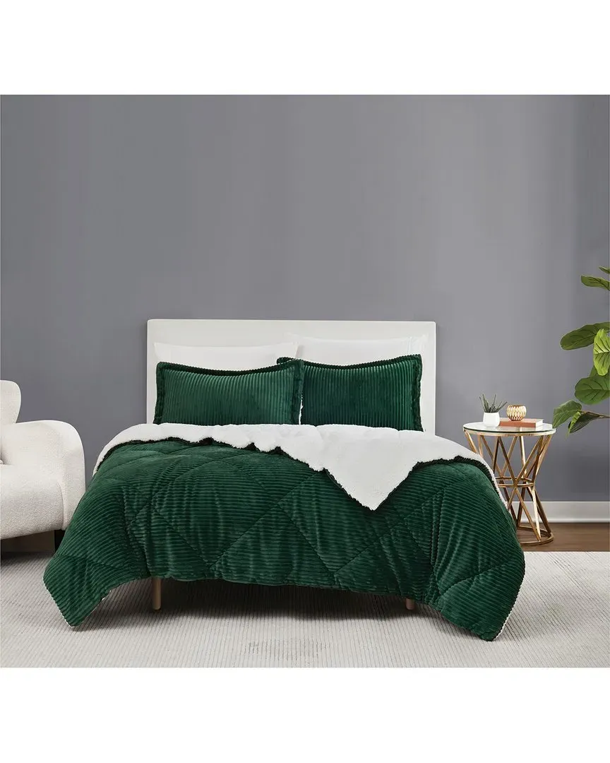 Corduroy Comforter Set - Green, Polyester