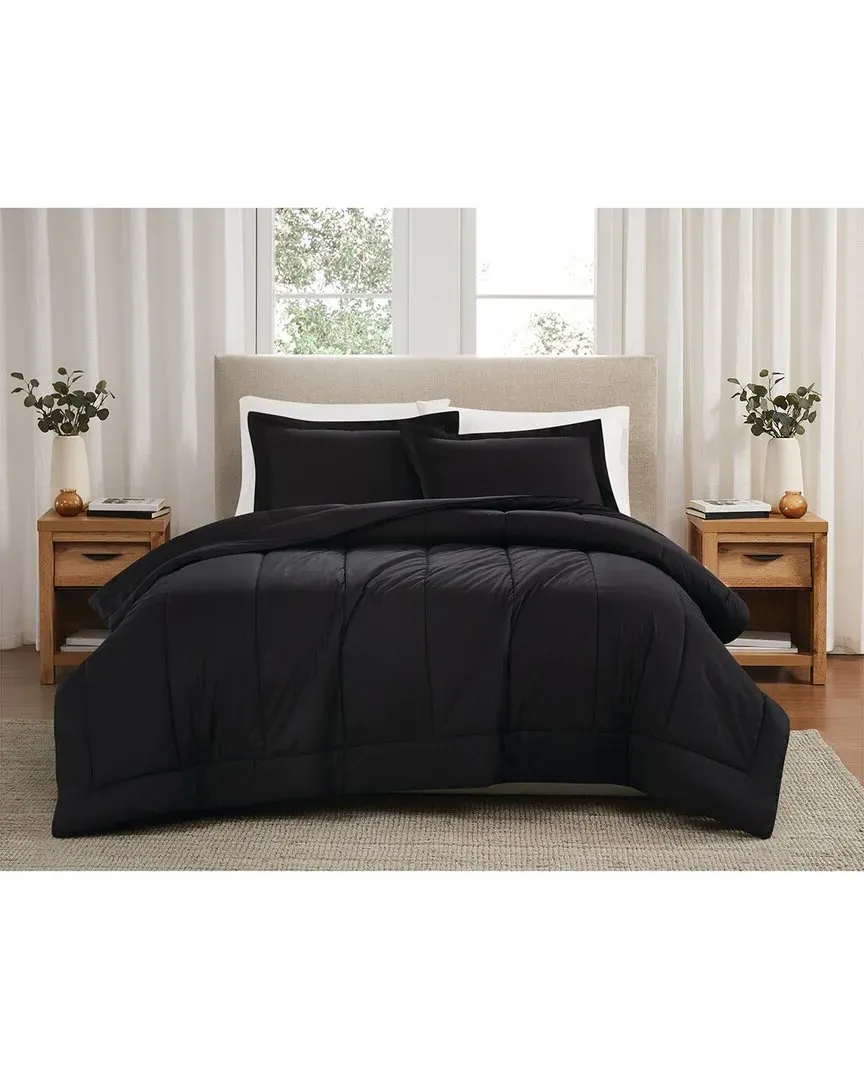 Cotton Percale Comforter Set - Black