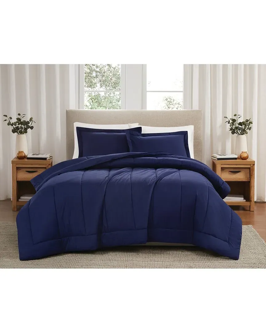 Cotton Percale Comforter Set - Navy image