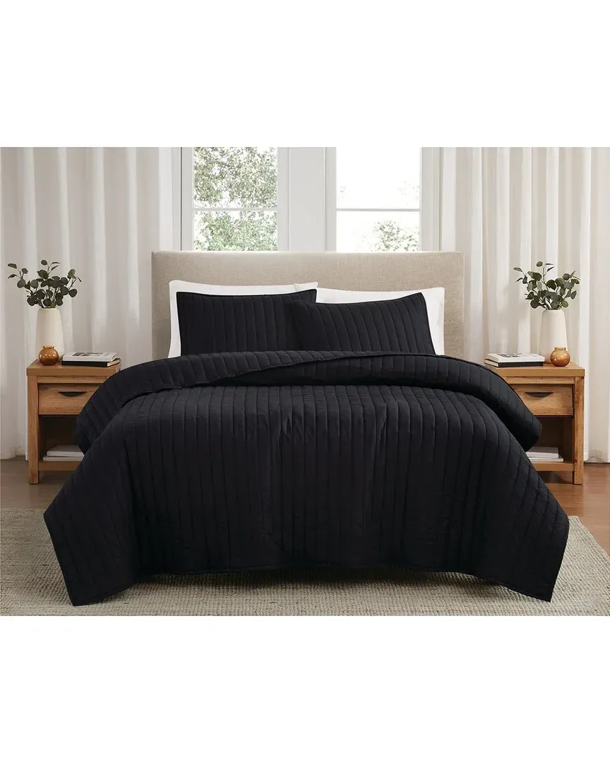 Cotton Percale Quilt Set - Black