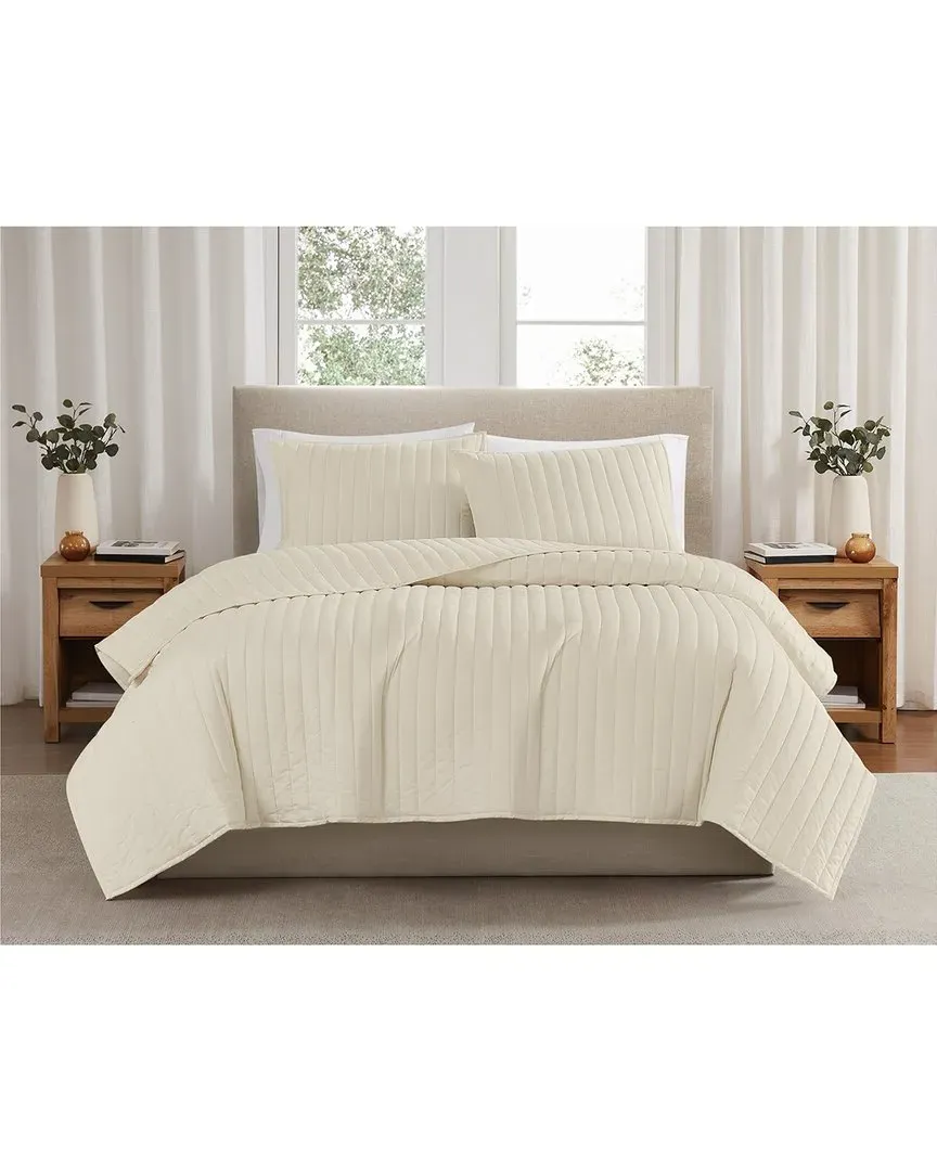 Cotton Percale Quilt Set - Chalk