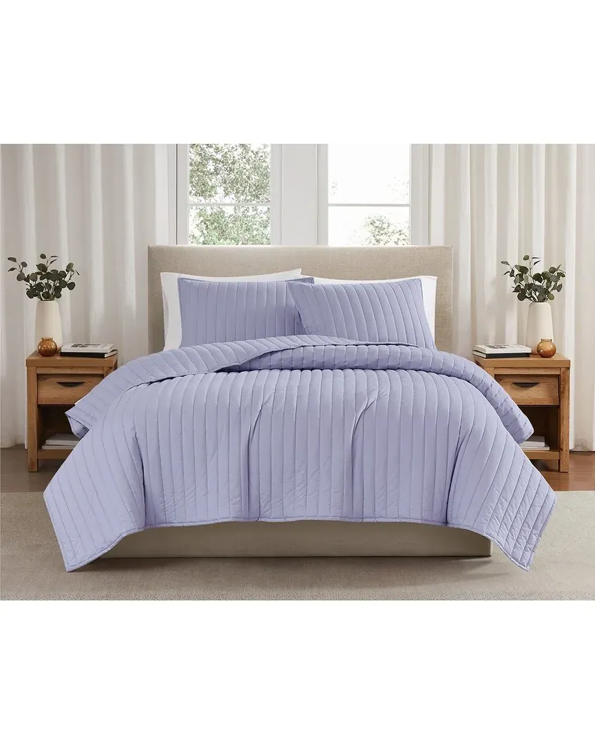 Cotton Percale Quilt Set - Lavender