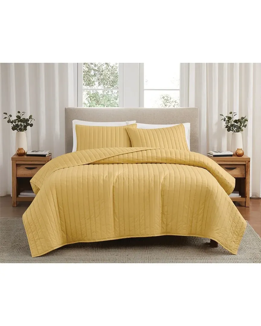 Cotton Percale Quilt Set - Mustard Yellow