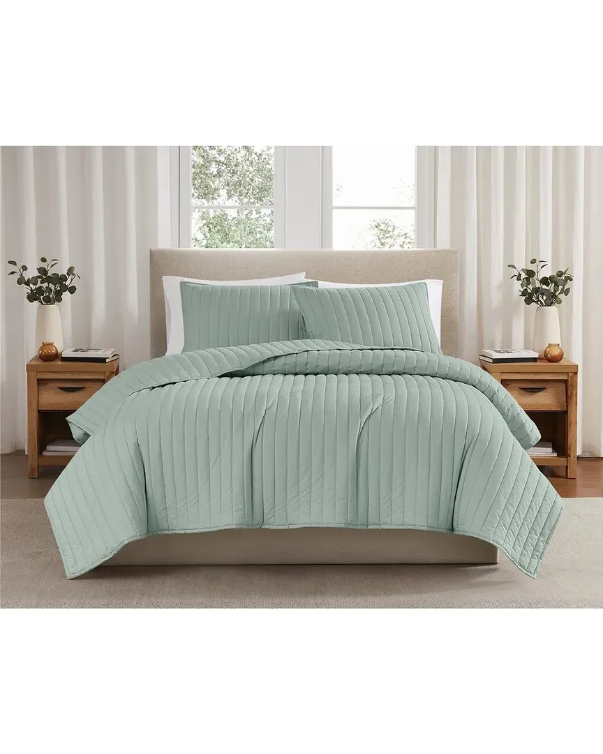 Cotton Percale Quilt Set - Sage