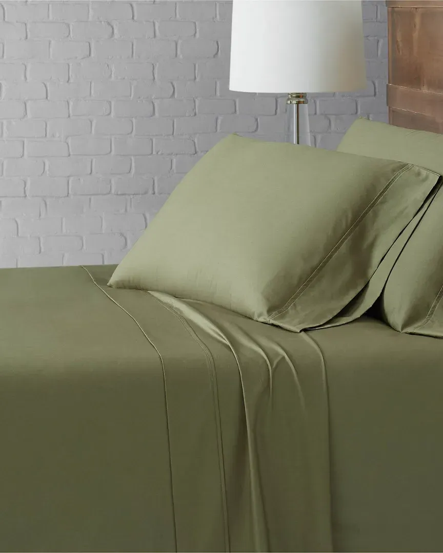 Cotton Percale Sheet Set - Olive Green image