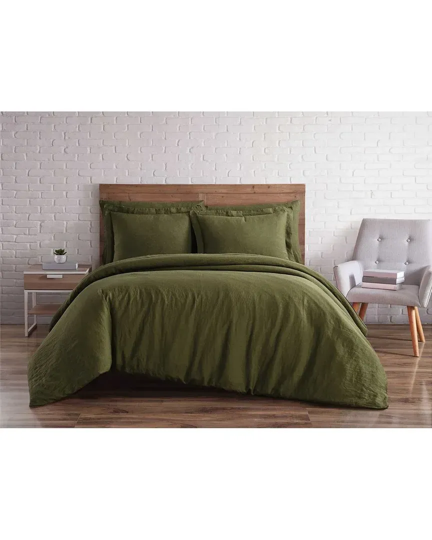 Linen Duvet Set - Moss Green