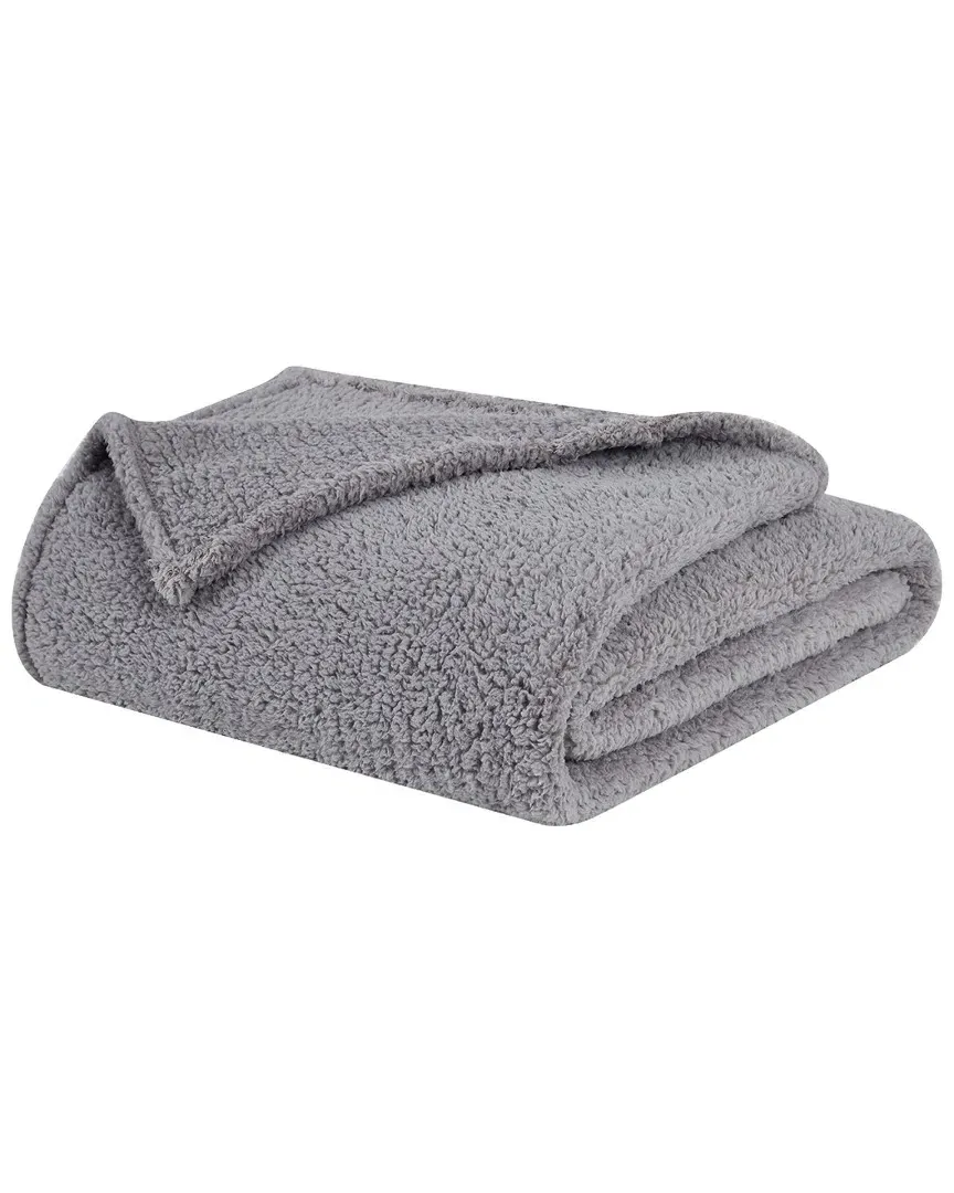 Marshmallow Sherpa Blanket - Grey, Polyester