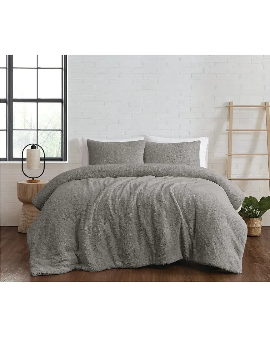 Marshmallow Sherpa Comforter Set - Grey, Polyester