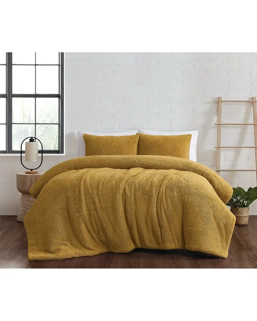 Marshmallow Sherpa Comforter Set - Mustard, Polyester