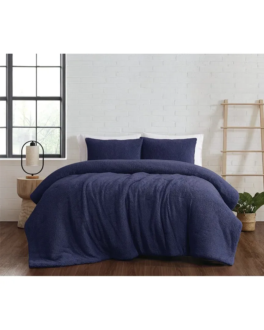 Marshmallow Sherpa Comforter Set - Navy, Polyester