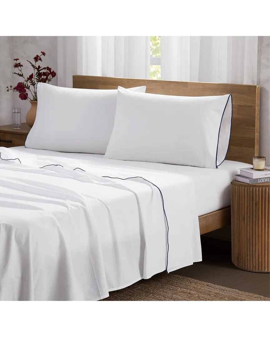 Merrowed Edge Sheet Set - White and Navy, Cotton