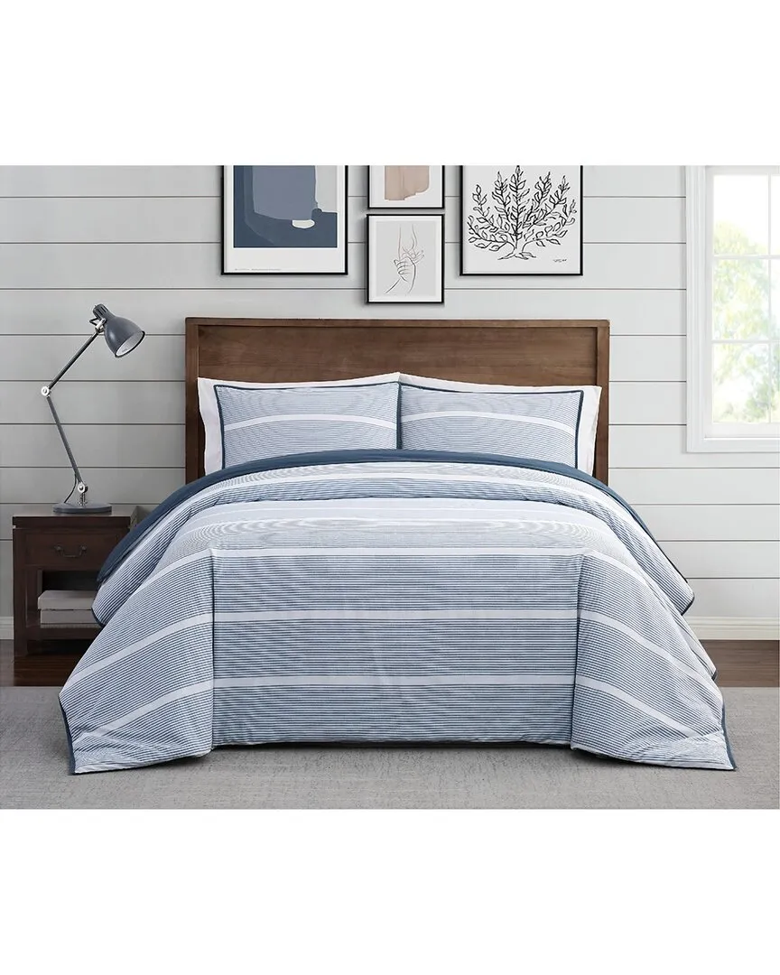 Niari Twin XL Yarn Dye Stripe Comforter Set - Blue, Cotton image
