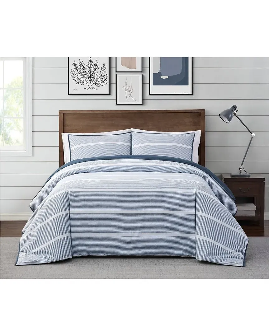 Niari Yarn Dye Stripe Comforter Set - Blue, Cotton