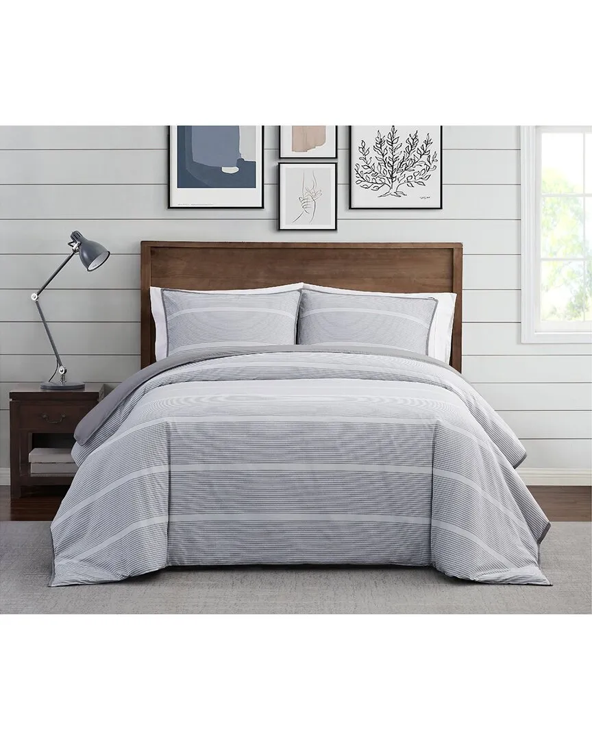 Niari Yarn Dye Stripe Comforter Set - Grey, Cotton