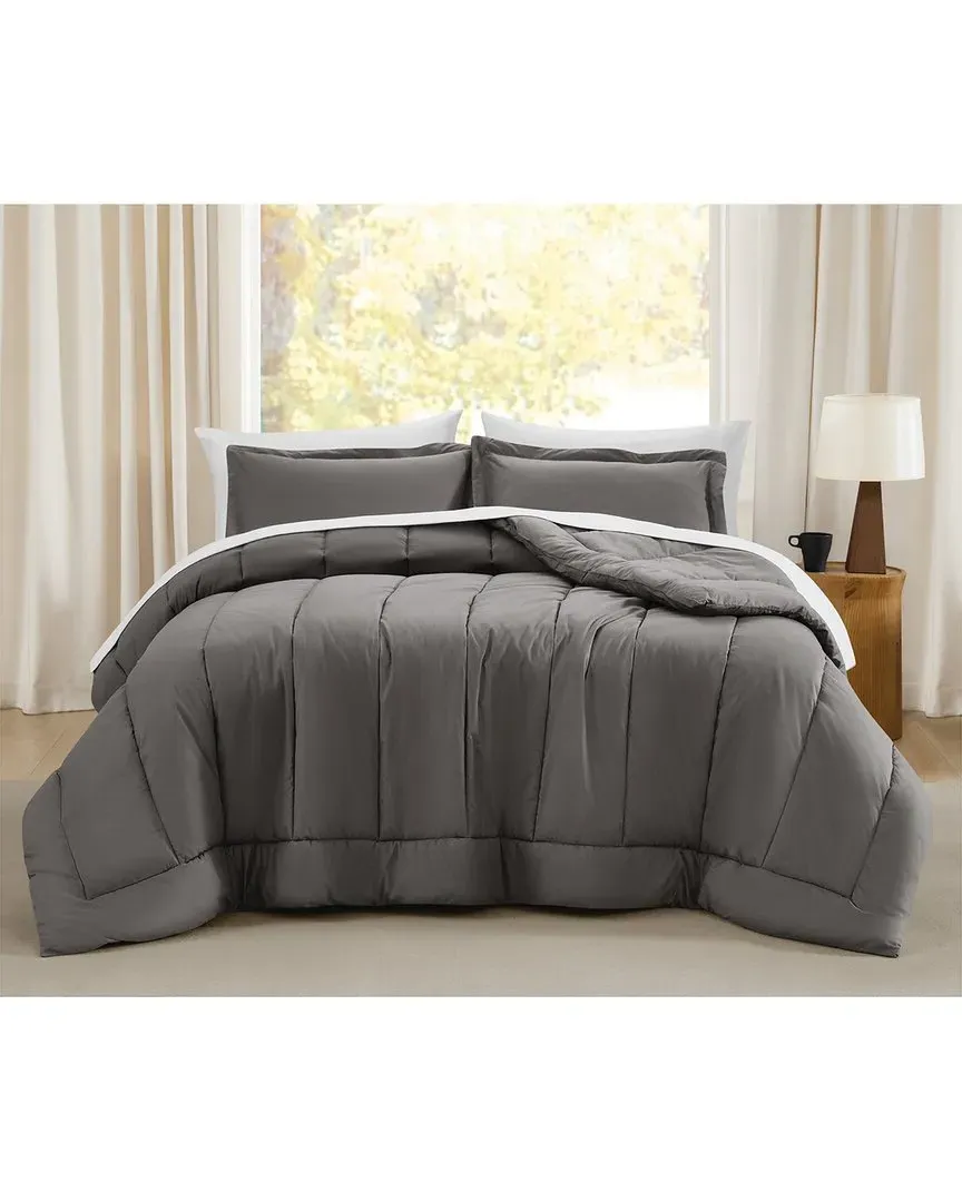 Oversized Cotton Percale 3pc Comforter Set - Grey image