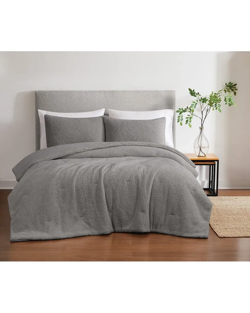 Oversized Marshmallow Sherpa 3pc Comforter Set - Grey