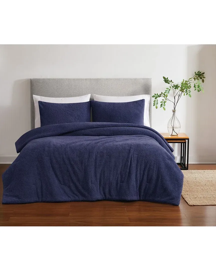 Oversized Marshmallow Sherpa 3pc Comforter Set - Navy