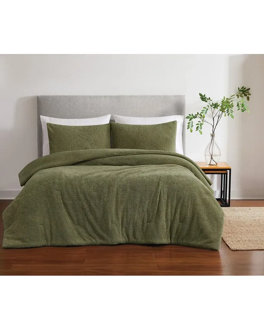 Oversized Marshmallow Sherpa 3pc Comforter Set - Olive Green