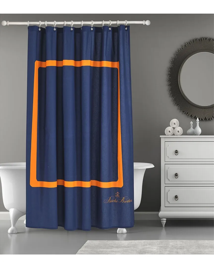 Contrast Frame Shower Curtain - Navy, Turkish Cotton