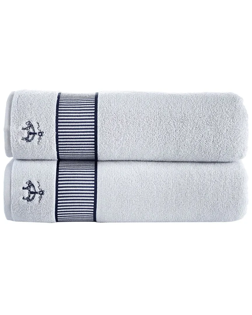 Fancy Border 2pc Bath Sheets - Silver, Turkish Cotton