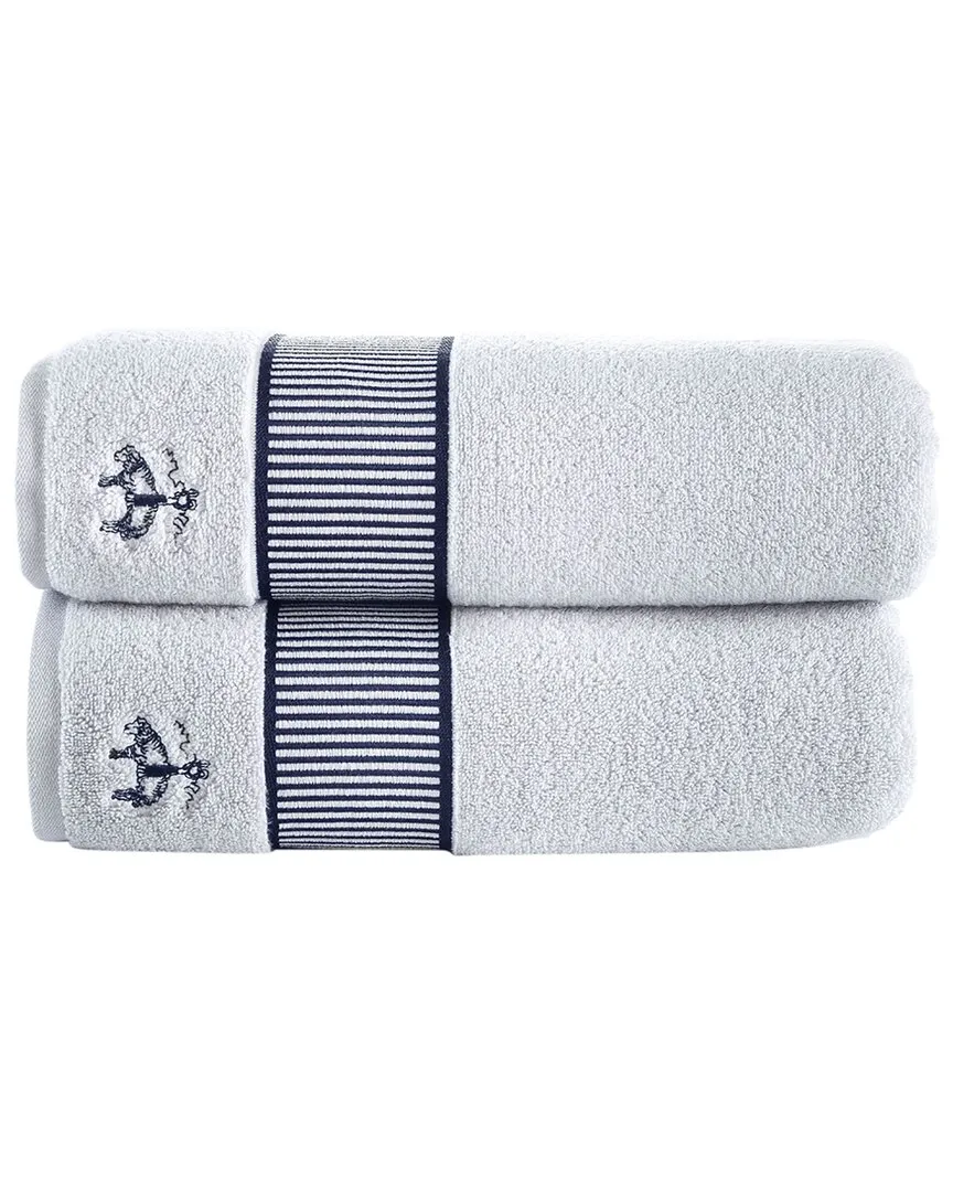 Fancy Border 2pc Bath Towels - Silver, Turkish Cotton image