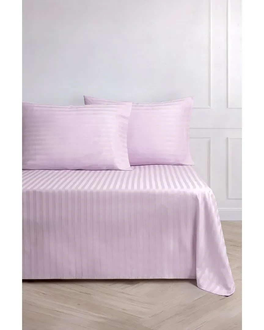 Sateen Stripe Cotton Duvet Cover Set - Lilac image
