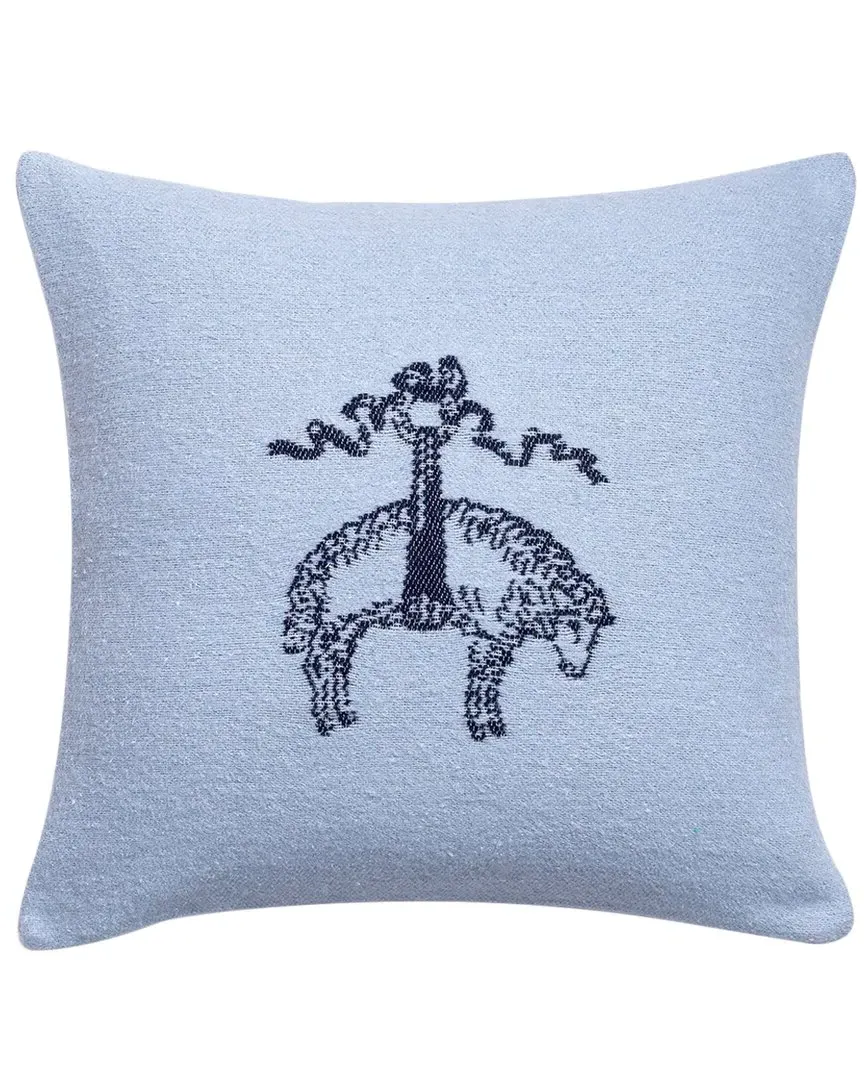 Signature Logo Decorative Cotton Pillow - Light Marine