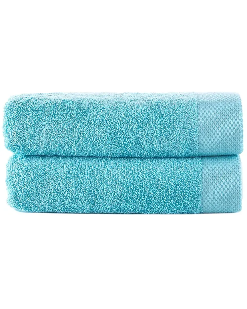 Solid Signature 2Pc Hand Towels - Green, Turkish Cotton image