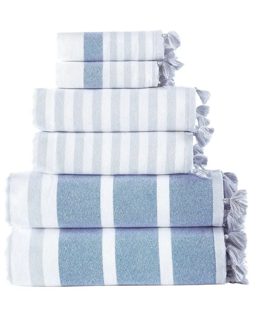 Turkish Pesthemal 6Pc Towel Set - Blue, Cotton